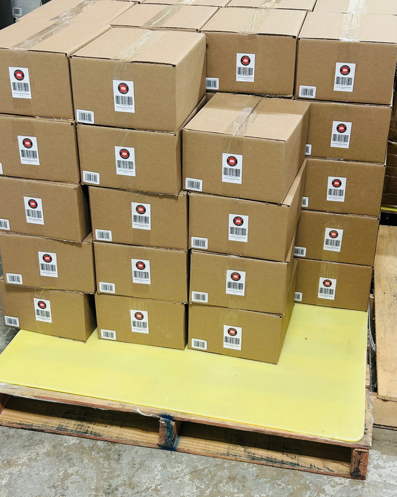 Labeled Rolling Pin Bakehouse cases prepared for inventory and fulfillment